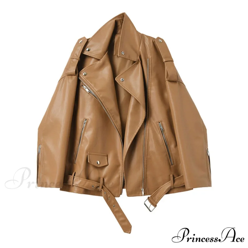 Faux Leather Cool Loose Coat - Image 10