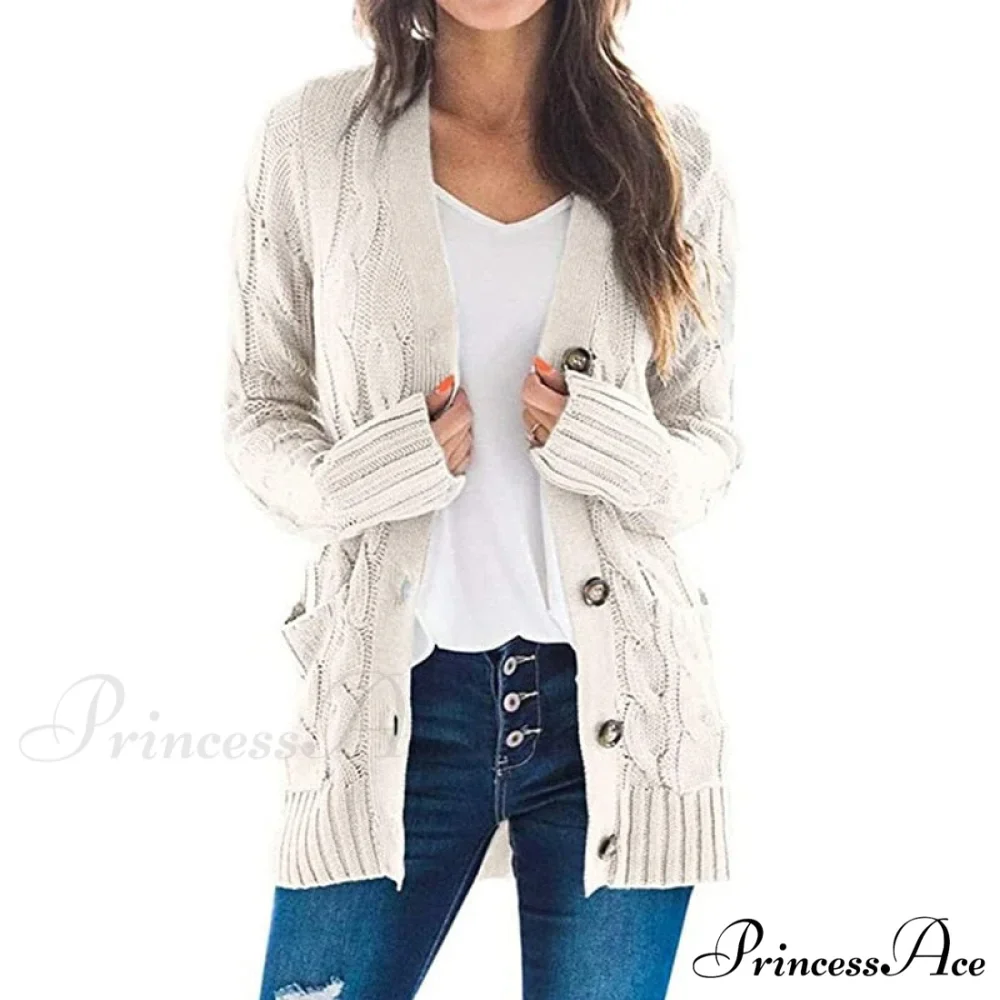 Long Sleeve Cable Loose Winter Tops Sweater - Image 4