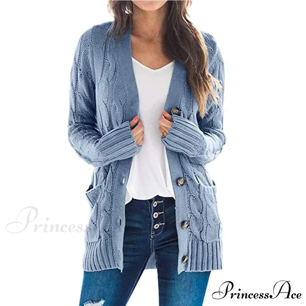 Long Sleeve Cable Loose Winter Tops Sweater - Image 9